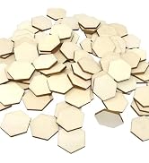 100Pcs 25mm/1Inch Hexagon Wood Pieces, Unfinished Blank Wooden Slices Hexagon Shape Chips Embelli...