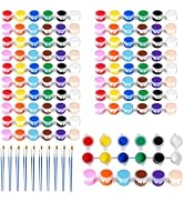 10 Pack Mini Acrylic Paint Set, 12 Colors Washable Paint Strips for Kids & Adults - Includes 20 B...