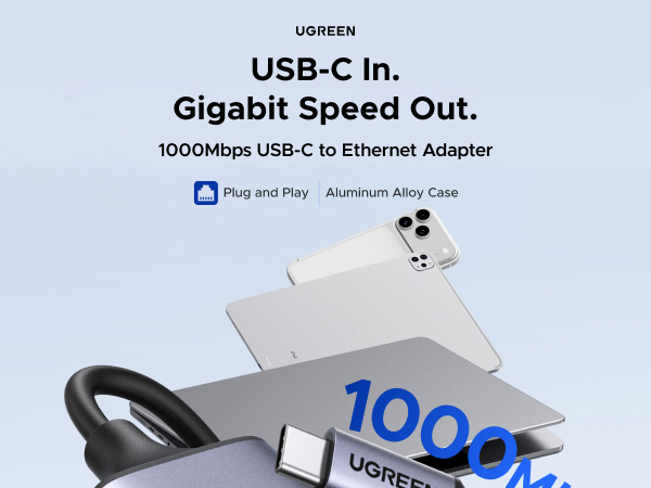 UGREEN USB C to Ethernet Adapter, Plug and Play 1Gbps Ethernet Adapter