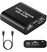 Video Capture Card with Audio, Capture Card with 4K HDMI Loop Out, 1080P 60FPS Video Recorder, Ca...