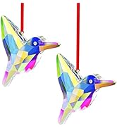 H&D HYALINE & DORA Set of 2,3" Crystal Sun Catcher Prisms, AB Colored Glass Hummingbird Hanging S...