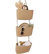 AARAINBOW Wall Hanging Cotton Baskets, Large Hanging Baskets 3 Tier Decorative Hanging Baskets fo...