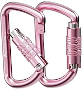 3inch Auto Locking Carabiner Clips, Solid D Shape Style, Heavy Duty Keychain Aluminum Carabiner -...