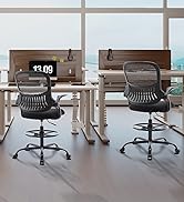 Sweetcrispy Tall Drafting Desk Chair - Ergonomic High Stool Computer with Adjustable Height and C...