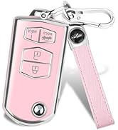 Mild East for Mazda Key Fob Cover, 4 Buttons Remote Car Key Cover Compatible with Mazda 3 6 8 CX-...