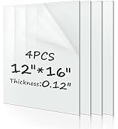 4 Pack Clear Acrylic Sheet 12" x 16"(305 x 406mm) Plexiglass Panel 1/8"(3mm) Thick Transparent Pl...