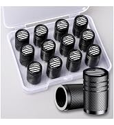Muzioiernsu 12PCS American Flag Tire Valve Stem, Aluminum USA Caps Black, Universal Dust Proof Co...