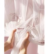 NICETOWN Blush Pink Blackout Curtains 84" Long for Girls Bedroom, W52 x L84, Cute Bow Embroidery ...