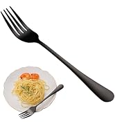 Black Dinner Forks Set, 8-Piece 8 Inches Food-Grade Stainless Steel Silverware Forks,Dishwasher S...
