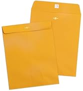 Geofun 11.5 x 14.5 inch Clasp Envelopes with Clasp and Gummed Closures 100 Pack, Large Manila Env...