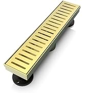 WEBANG 12 Inch Shower Linear Gold Drain Rectangular Floor Drain with Accessories Capsule Pattern ...