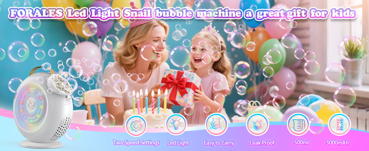 Forales led light snail bubble machine a great gift for kids