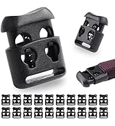 20 Pack Plastic Cord Locks for Paracord, Drawstring Clip Elastic Shoelace String Lock Double Hole...