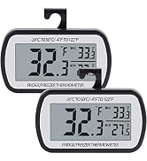 AEVETE Refrigerator Thermometer Digital Fridge Freezer Thermometer with Magnetic Back Large LCD, ...