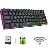 MageGee TS92 Wireless 60% Gaming Keyboard, Compact 61 Keys Rechargeable RGB Backlit Office Keyboa...