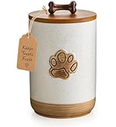 Miamolo Dog Treat Container with Lid, Ceramic Dog Treat Jar Airtight, 8 Cups Dog Food Storage Con...