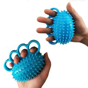 a pair of blue rubber ball