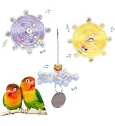 Bird Toys for Parakeets, Colorful Parakeet Toys Wheel, Interactive Spinner Rattle Parrot Toy, Coc...
