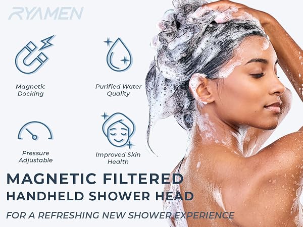 magnetic shower head with filter