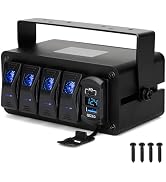 ULITECO 4 Gang Waterproof Aluminum Rocker Switch Box, 12-24V SPST ON/Off Toggle Switch Box with P...