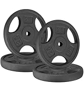 Yes4All Standard 1-Inch Grip Weight Plates, Cast Iron with Multiple Sizes from 2.5 lb to 35 lb fo...