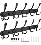 TICONN Wall Mounted Coat Rack, Five Heavy Duty Tri Hooks All Metal Construction for Jacket Coat H...