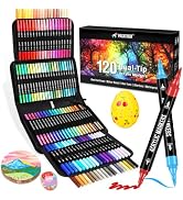Pagather Acrylic Paint Markers, 120 Colors Dual Tip Fine & Brush Pens Set | For Rocks, Fabric, Wo...