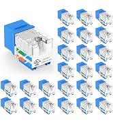 VCE UL Listed Cat6 Keystone Jacks 10Gbps 25-Pack, Blue | Slim Profile RJ45 Keystone Jacks, 90 Deg...