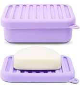 Superior Leak-Proof Silicone Travel Soap Case with Drainage Lid/Layer, Compact Bar Soap Container...