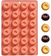 Fchil Mini Buntz Cake Silicone Pan, 24-Cavity Nonstick Fluted Ring Baking Mold for Donuts, Mousse...