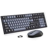 AUSDOM Wireless Keyboard and Mouse Combo, 2.4Ghz Rechargeable Keyboard Mouse Set, Full Size Compu...