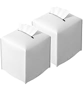 REGELETO Off-White Tissue Box Cover, Pu Leather Square Tissue Box Holder with Bottom Belt Modern ...