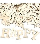 Wooden Letters for Crafts, 4 Inch Unfinished Capital Wooden Alphabet Letters&Numbers Wood Letters...