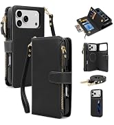 iMangoo for iPhone 18 17 Pro Case Magnetic Crossbody Wrist Strap Wallet | 2-in-1 Detachable PU Le...