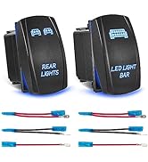 Anina 2 PCS Light Bar Rocker Switch 5 Pin SPST 20A/12V 10A/24V Rear Light ON/Off, Blue LED Laser ...