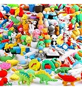 URSKYTOUS 150Pcs Animal Erasers Kids Desk Pets Pencil Erasers 3D Puzzle Erasers Bulk Mini Animal ...