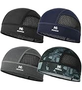 MELASA 4 Pack Cooling Skull Cap for Men Women, Breathable Mesh Helmet Liner, Sweat Bike Cap for C...