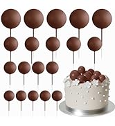 ASTARON 20 Pcs Ball Cake Topper Decorations Mini Balloons Cake Topper Sticks Brown Balls Cake Pic...