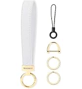 WEESMILE Leather Wristlet Keychain, Car Wrist Key Chain Bracelet with 2 Key Rings & D Ring, Cute ...