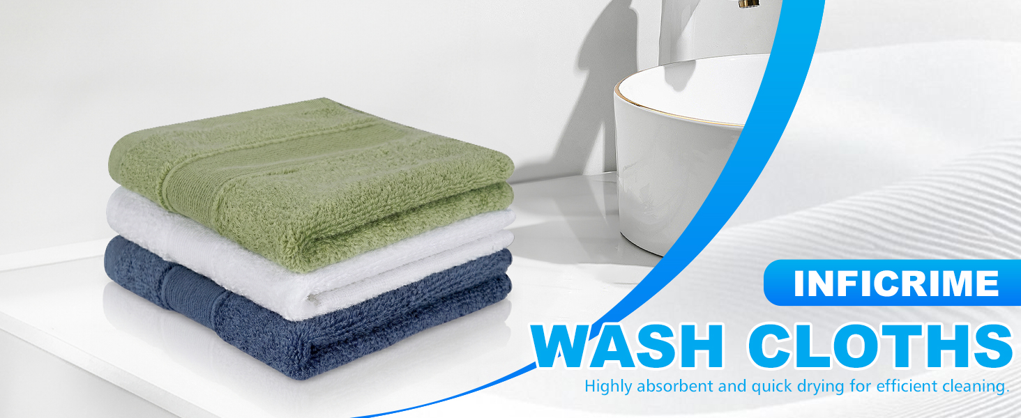 6 Pack 100% Cotton Wash Cloth