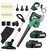 KIMO 4-in-1 Cordless Leaf Blower/Vacuum & String Trimmer/Weed Edger Combo Kit w/2x2.0 Battery & 1...