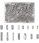 BEEFLYING 150pcs 15 Style Antique Silver Tibetan Spacer Hollow Tube Beads Large Hole Alloy Charms...