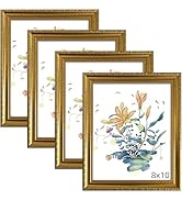 BESCRCL 8x10 Picture Frame Gold with Real Glass, Frames for Wall and Tabletop Display, Rustic Vin...
