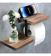 Wall Mounted Wood Toilet Paper Holder - Bathroom Tissue Holder Toilet Roll Holder Wooden Wall Mou...