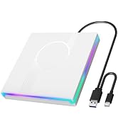 Wbacon RGB External CD/DVD Drive for Laptop, External CD Drive USB 3.0 Type-C Portable DVD Player...