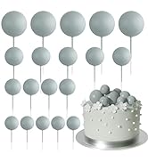 ASTARON 20 Pcs Ball Cake Topper Decorations Mini Balloons Cake Topper Sticks Gray Balls Cake Pick...