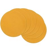 SHACOS 15 inch Round Braided Placemats Set of 6 Non Slip Washable Kitchen Table Place Mats Cotton...