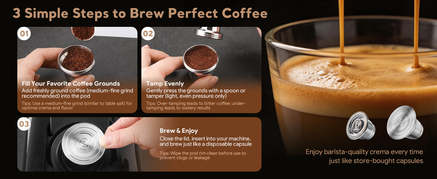 reusable pods for lor barista coffee and espresso machine