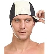 Beemo Swimming Caps for Men Two-Tone Color Bubble Crepe Latex Long Short Hair Swim Cap