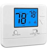 Suuwer Non-Programmable Thermostats for Home 1 Heat/1 Cool Conventional Single-Stage Systems (Blu...
